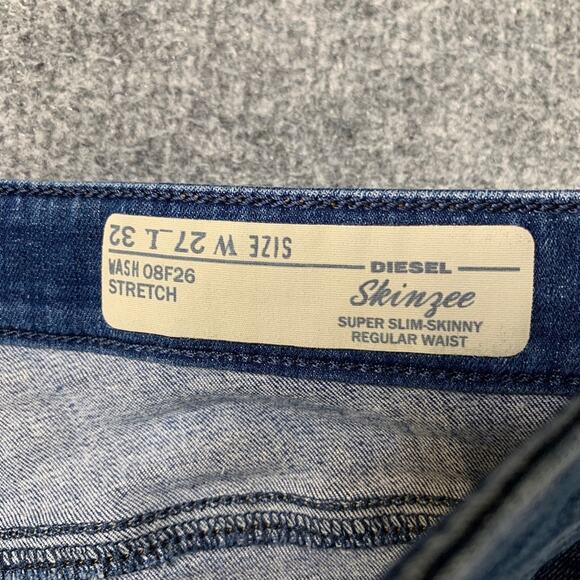 Diesel Jeans Womens 27 Regular Waist Super Slim Skinny Stretch Distressed Knee - Picture 6 of 15